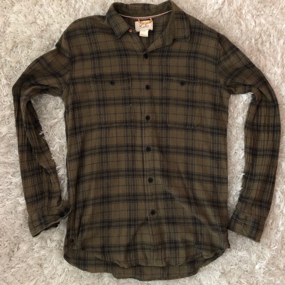 Flannel Plaid Long-Sleeve Shirt